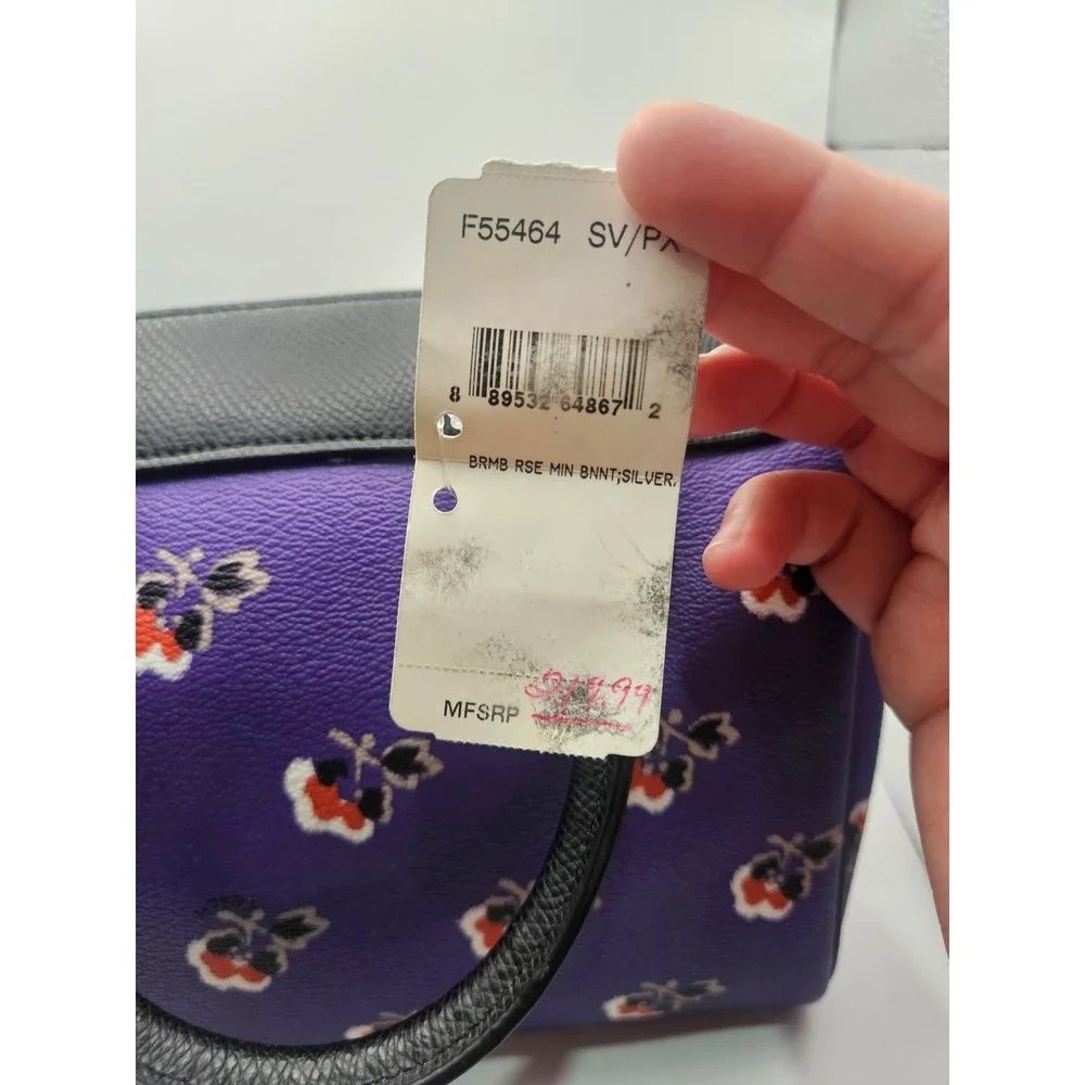 NWT Coach Mini Bennett Satchel Bramble Rose Print with Removable Strap One Flaw!